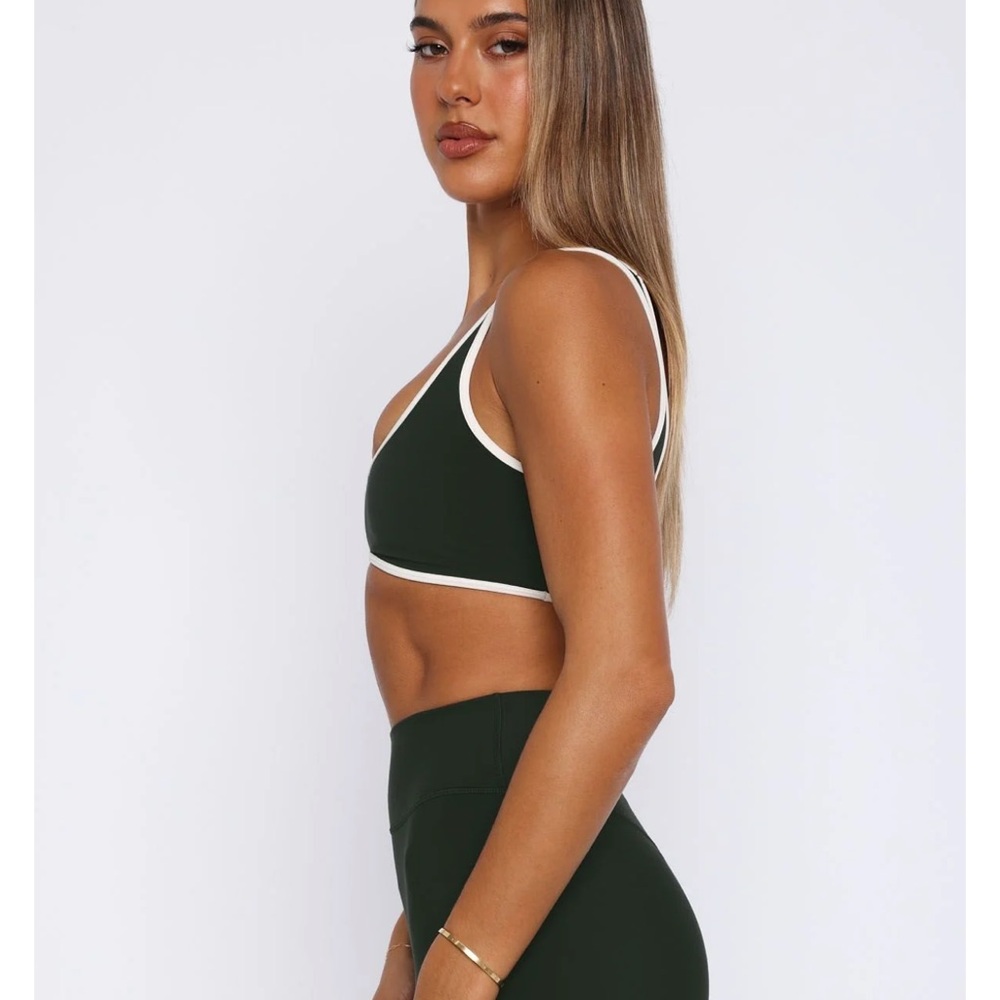 White Fox Boutique green and White Sports Bra - Picture 3 of 6
